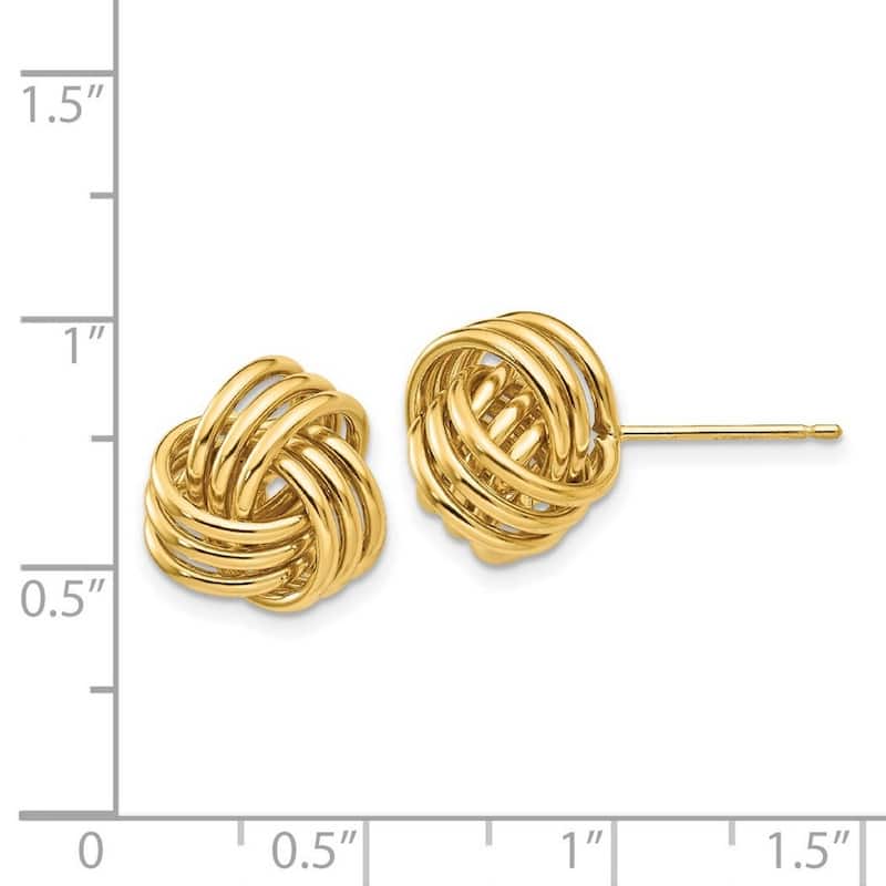 Curata 14k Yellow Gold Polished 12mm Love Knot Post Earrings