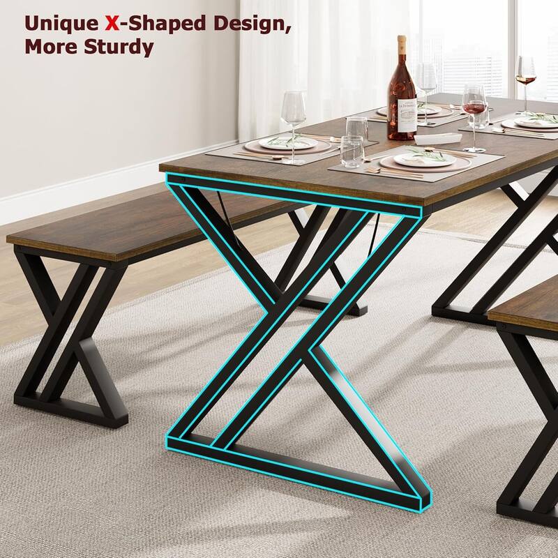 Kitchen Room Dining Table Set with Benches for 4 for Kitchen, Apartment, Studio