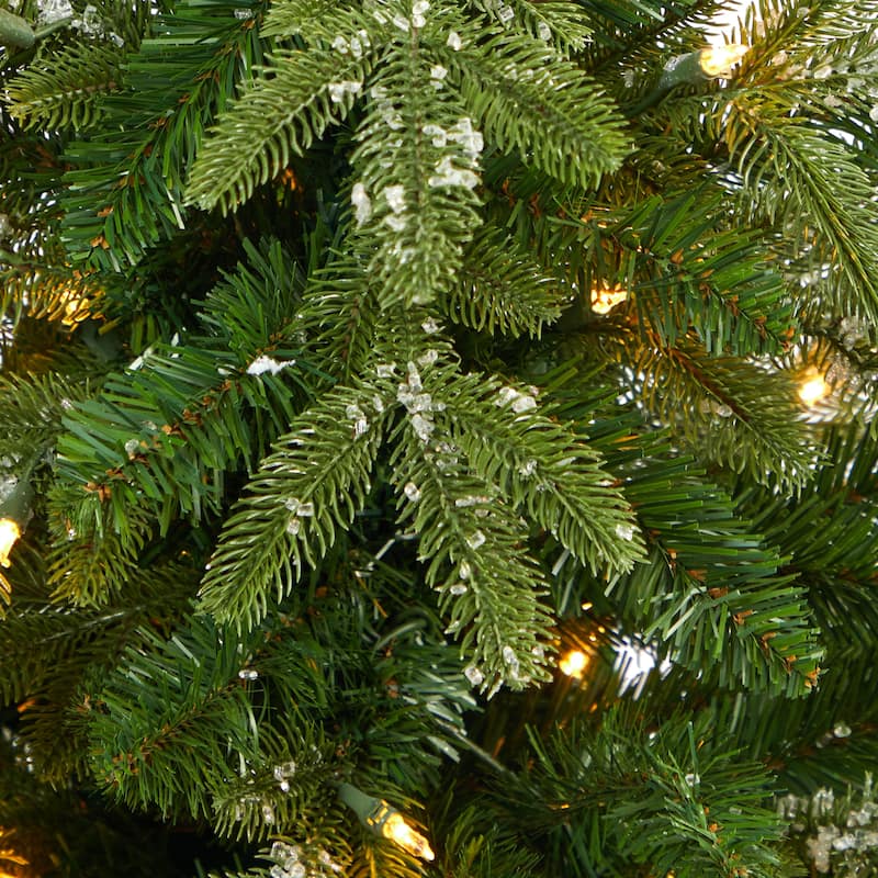 3.5' Potted Snowed Teton Fir Artificial Christmas Tree, Clear Lights - 3.5 Foot