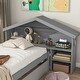 preview thumbnail 6 of 16, Twin Bed with Roofed Bookcase Headboard and Pull-Out Trundle