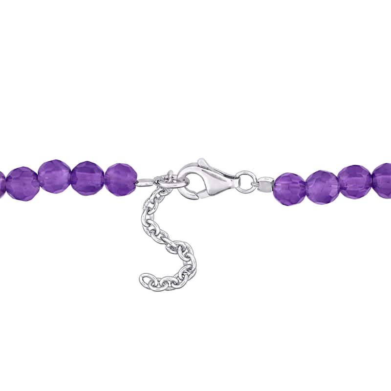 Miadora 6 1/2ct TGW Amethyst Facetted Bead Bracelet Sterling Silver