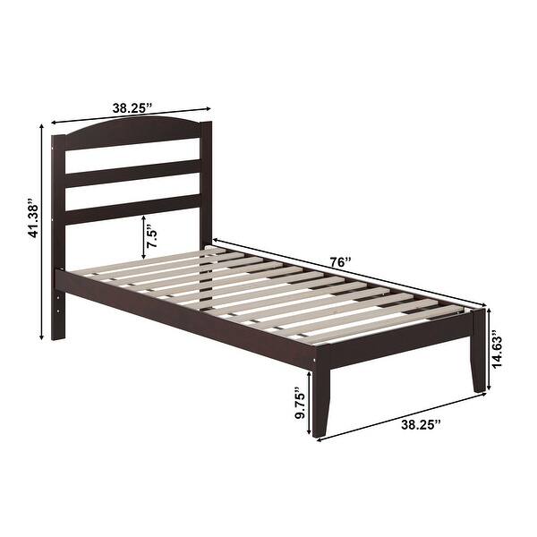 dimension image slide 2 of 5, Warren Solid Wood Platform Bed with Attachable USB Charger