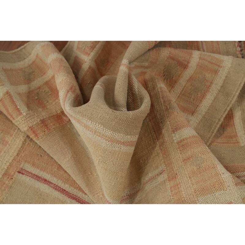 Hand Woven Oriental 100% Wool Carpet Southwestern Tribal Oranges & Rust Kilim Runner Rug - 11' 9'' X 2' 6''