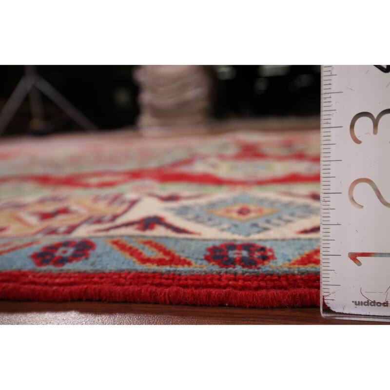 Traditional Red Kazak Area Rug Hand-Knotted Wool Carpet - 5'0" x 6'9"