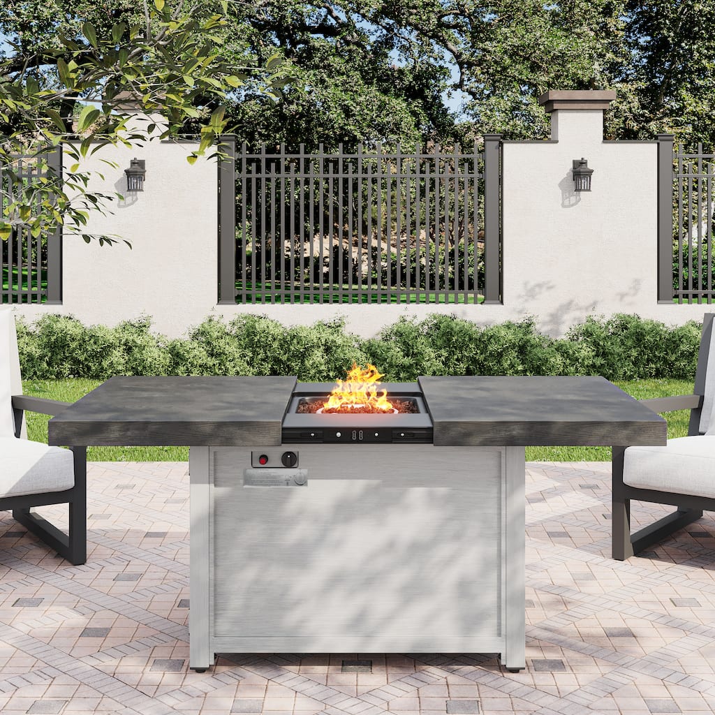 Christopher Knight Home - Locke Extendable Aluminum‑Steel Patio Fire Pit Table