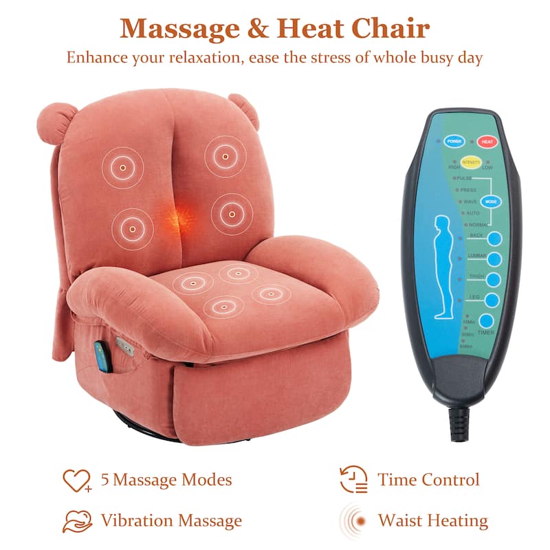 XINMICS Swivel Recliner Chair, Glider Rocking Power Recliner with Massage and Heated (Set of 2)