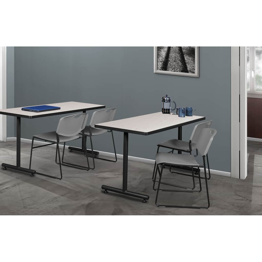 48" x 24" Training Table- Maple & 2 Stack Chairs- Grey - 48 x 24 inches