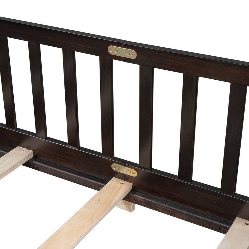 Floor Platform Bed with Fence Guardrails and Door