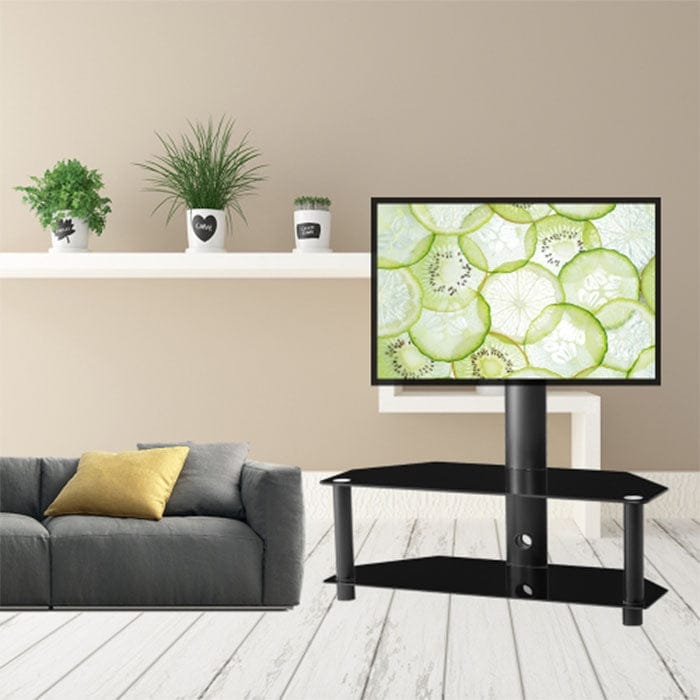 125 x 42 x 50cm for sale online King Glass TV Stand Black 