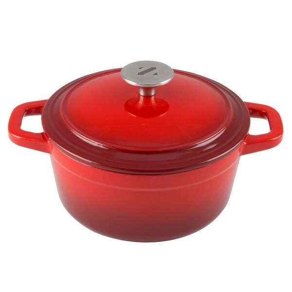 Zelancio 3 Quart Cast Iron Enamel Covered Dutch Oven Cooking Dish with Skillet Lid in Teal