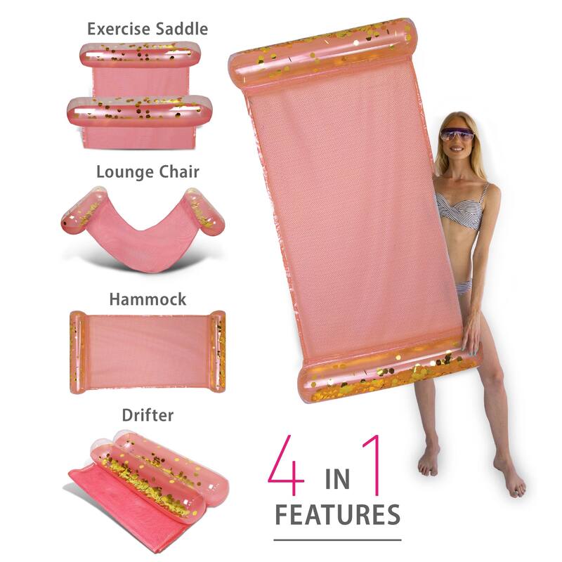 POZA Rose Gold Inflatable Pool Floats Seating Bundle - 3 Pieces Pack - ‎56 x 30 x 5 inches