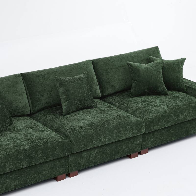 Oversized Chenille Modular Sectional Sofa With Deep Seat