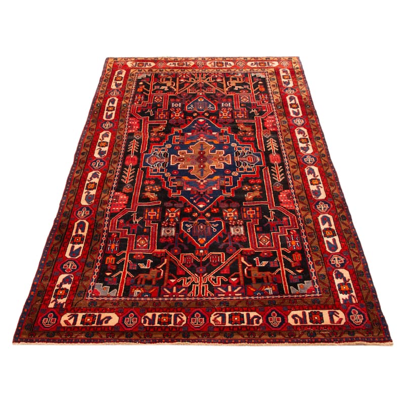 ECARPETGALLERY Hand-knotted Anatolian Vintage Navy, Red Wool Rug - 5'5 x 10'1