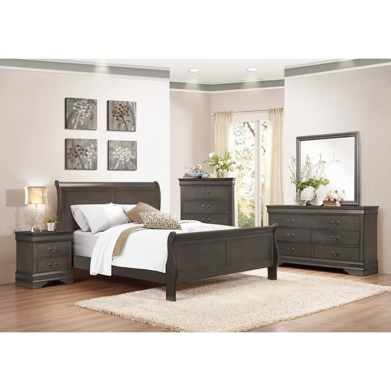 Monty Stained Gray Sleigh Bed