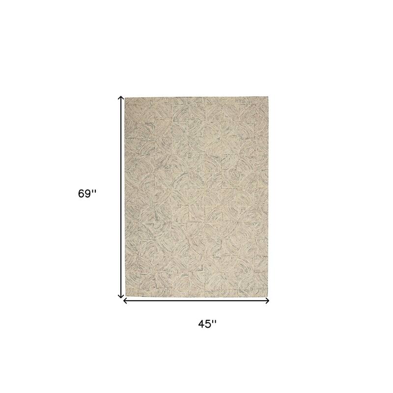 Duhe Power Loomed Geometric Modern Soft Area Rug By HomeRoots - 69' X '45' X '0.5