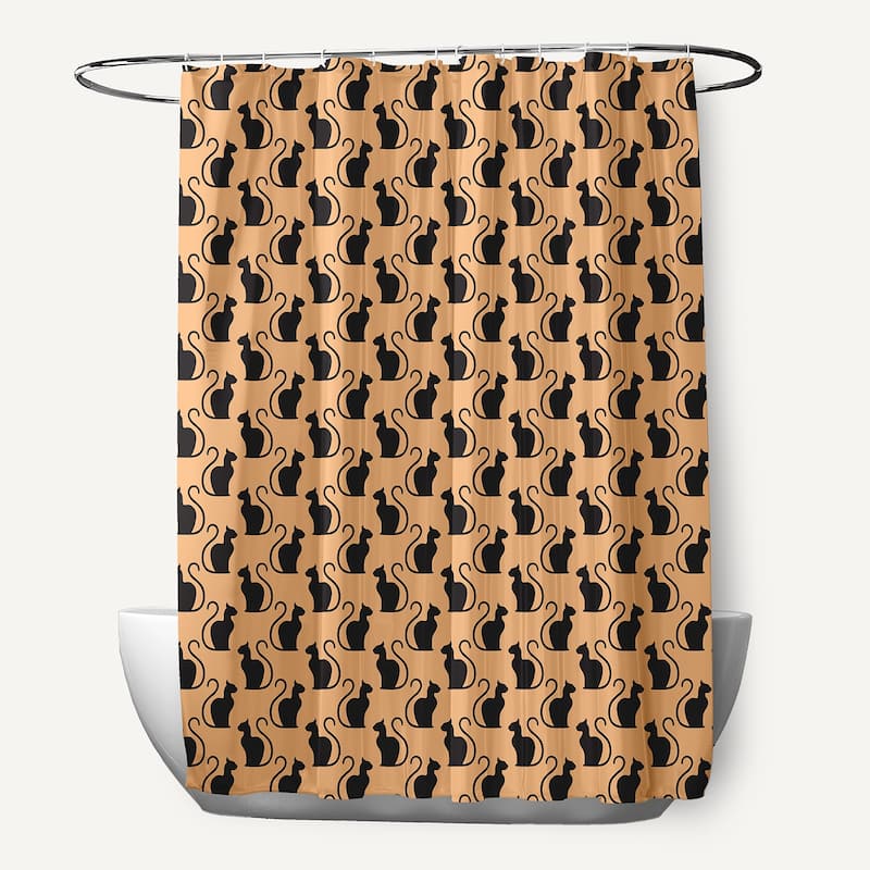 Spooky Cats Shower Curtain - Pale Gold