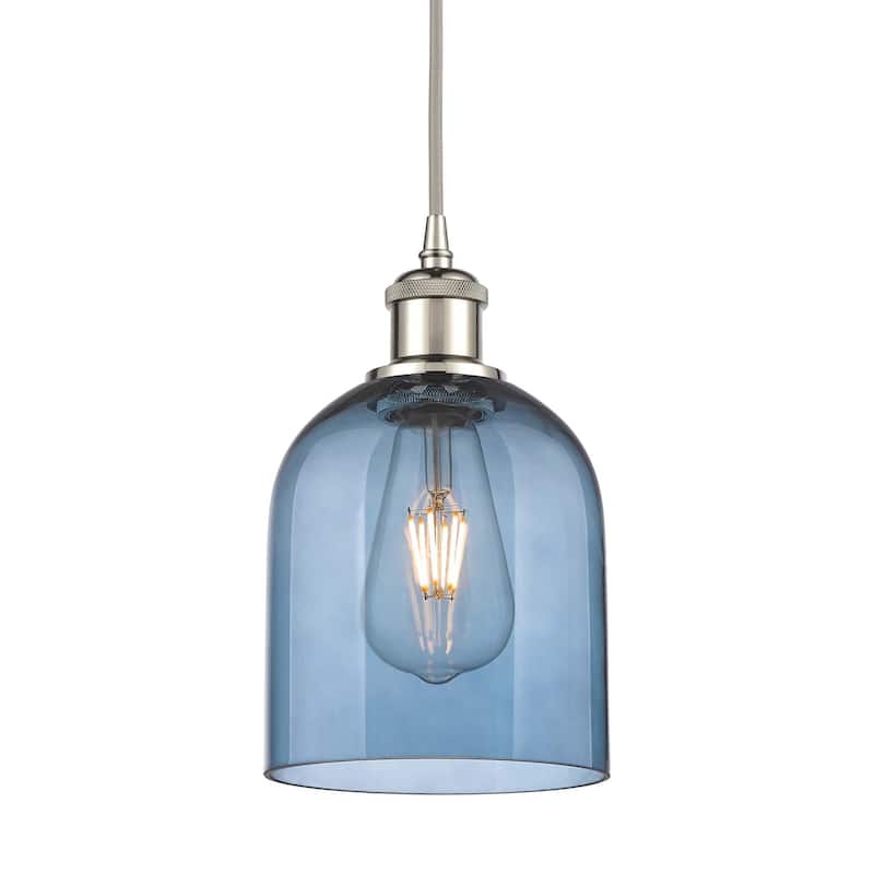 Innovations Lighting 516-1P-10-6 Bella Pendant Bella 6" Wide Mini - Polished Nickel / Princess Blue