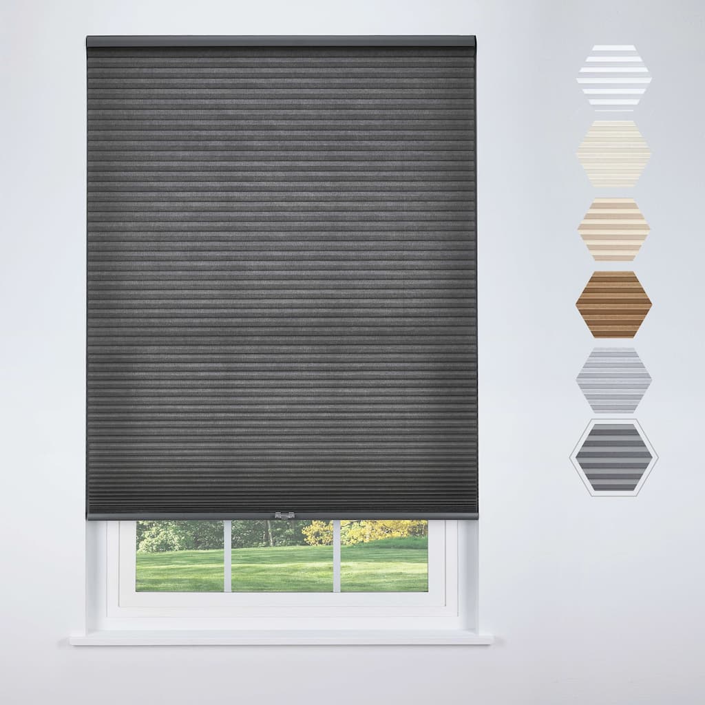 Linen Avenue Cordless Cellular Light Filtering Shade, Dark Grey (Arrives 1/4" Narrower)