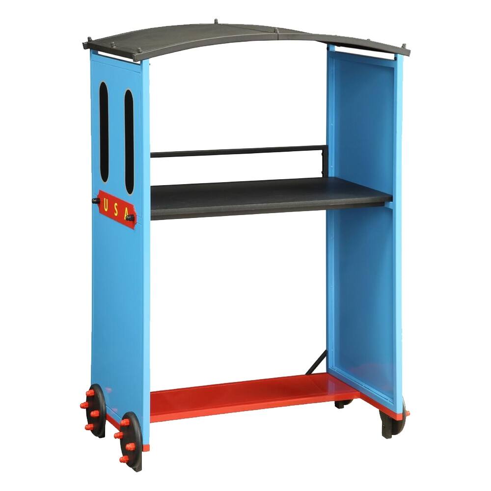 Desk with Bookshelf, Blue Train