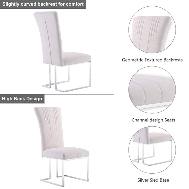 Velvet Dining Chairs with High Back and Polished Metal Legs