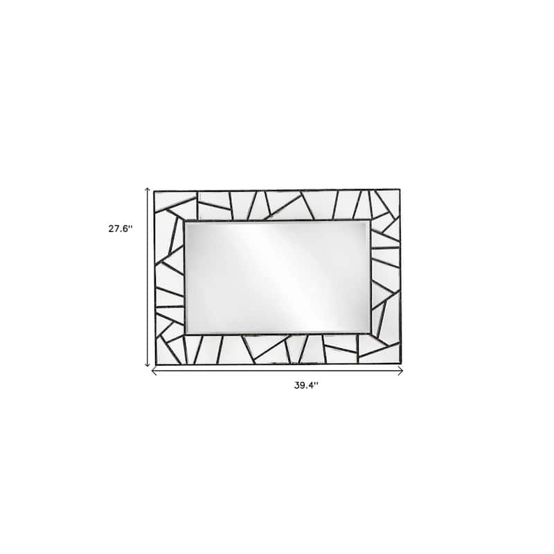 HomeRoots 28" Black Metal And Glass Mosaic Framed Accent Mirror - Black and White - 39.4' X '27.6' X '0.7