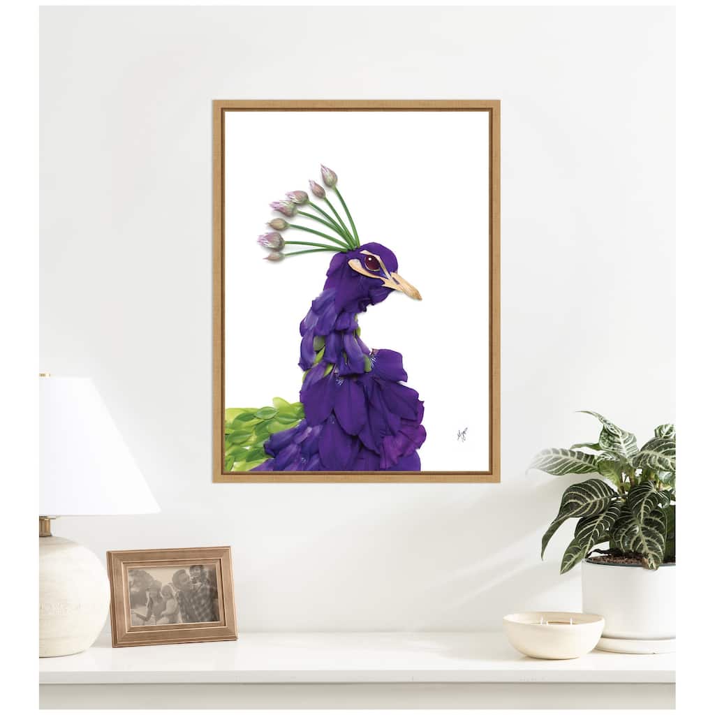Kate and Laurel Peacock by Madeline Jeppesen Framed Canvas Wall Art Print