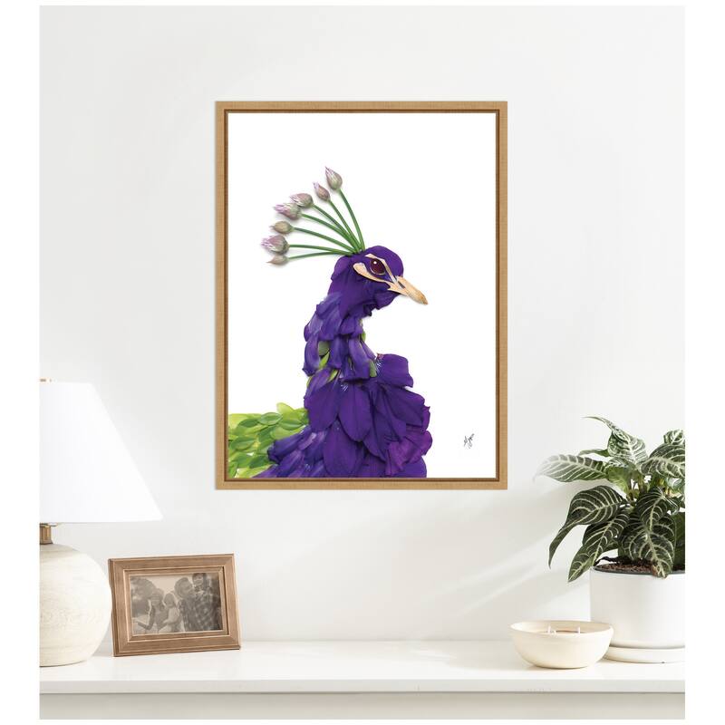 Kate and Laurel Peacock by Madeline Jeppesen Framed Canvas Wall Art Print