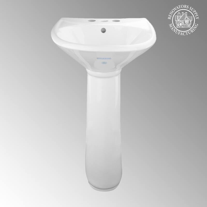 Ondine White Porcelain Pedestal Sink with Overflow and 4" Centerset Faucet Holes
