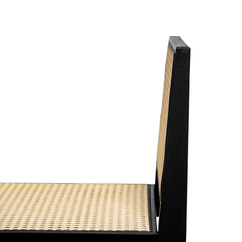 Rattan Dining Chair Set of 2, Armless Side Chairs with Wood Legs