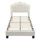preview thumbnail 4 of 16, Twin Size Upholstered Flower-Shape Bed with LED Light Strip, Sherpa Fabric Platform Bed with Wooden Slats Support, White