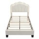 preview thumbnail 5 of 10, Twin Size Upholstered Flower-Shape Bed with LED Light Strip, Sherpa Fabric Platform Bed with Wooden Slats Support