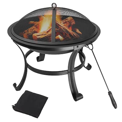 22" Fire Pit for Wood Burning, Portable Outdoor Firepit for Patio, Backyard, Camping, Beach