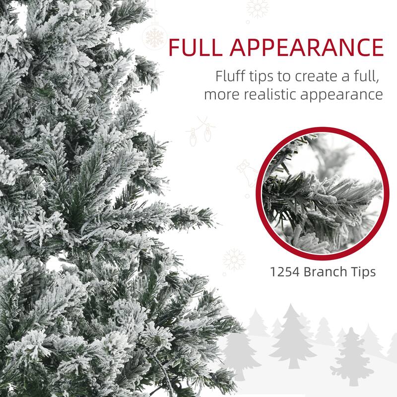 7.5FT Prelit Christmas Tree, Flocked with 500 LED Lights, Safe and Secure for Family Holiday Decor
