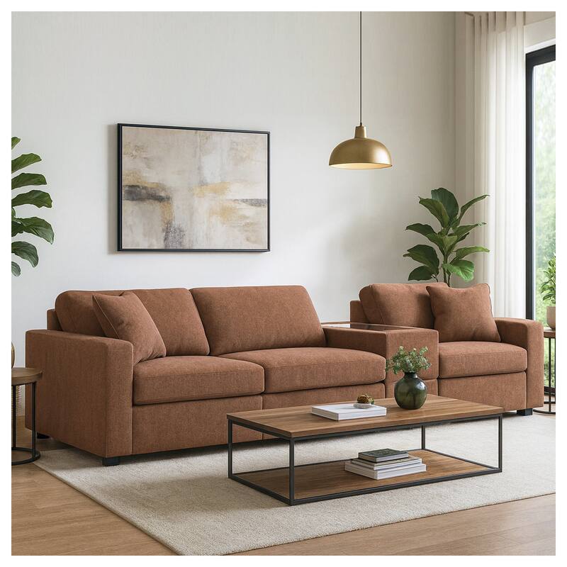 Signature Design by Ashley Modmax 4-Piece Sectional with Storage Console - 125"W x 37"D x 36"H - Orange