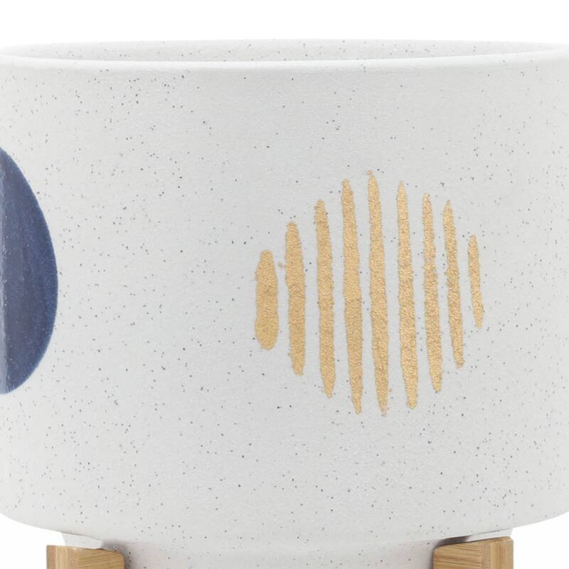 s/2 5/8" funky planter w/ stand, white