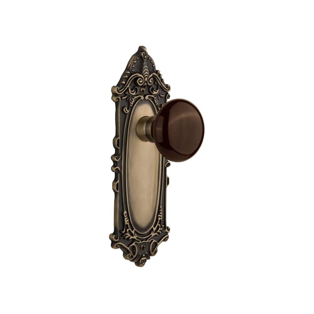 Nostalgic Warehouse Brown Porcelain Solid Brass Single Dummy Door Knob