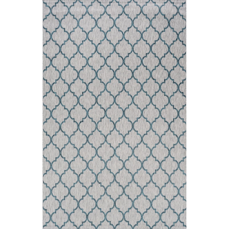 JONATHAN Y Isla Ogee Trellis Indoor/Outdoor Area Rug - 8 X 10 - Gray/Teal