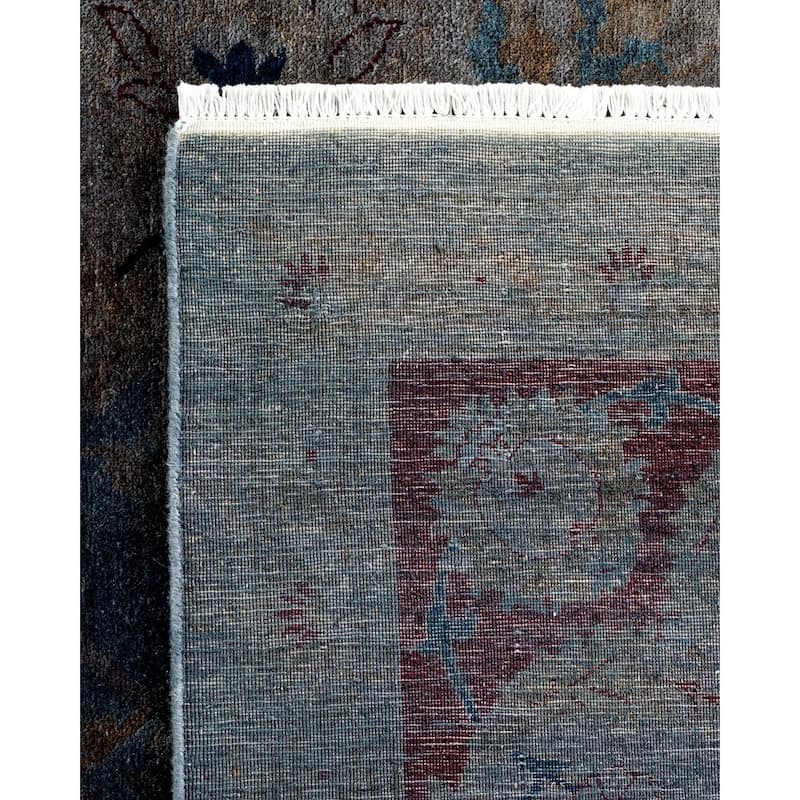 Overton Hand Knotted Wool Vintage Inspired Modern Contemporary Overdyed Gray Area Rug - 8' 1" x 10' 4"