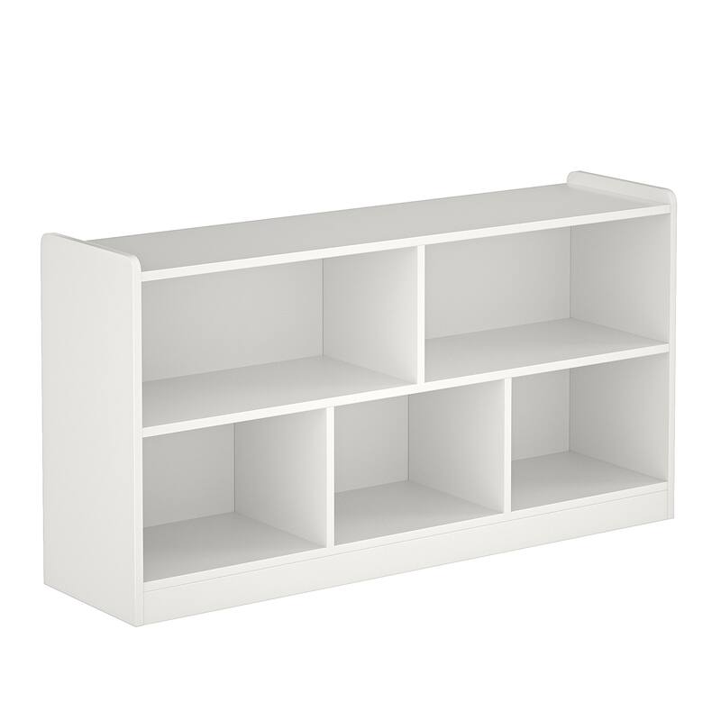 Wooden Storage Cabinet with 5 Sections, Montessori Kids Bookshelf and Toy Organizer for Nursery, Playroom & Classroom