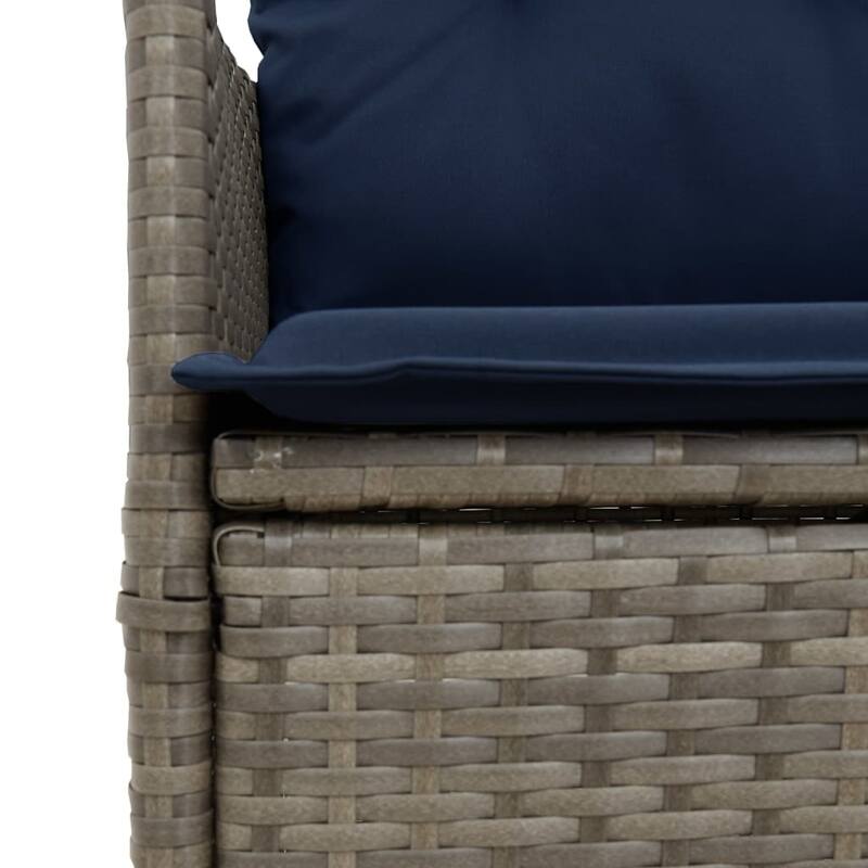 vidaXL Reclining Patio Chair with Cushions Outdoor Garden Gray Poly Rattan - 22 x 23.2 x 36.2