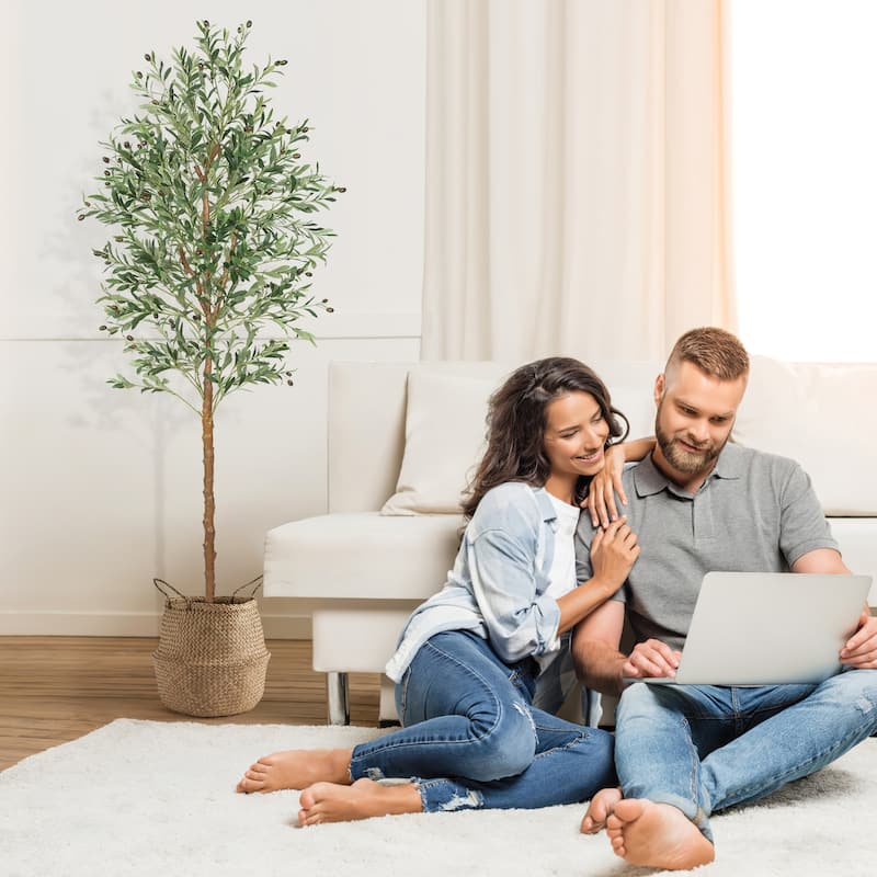 Artificial Plant Olive Tree Faux Plant for Home Decor Indoor Outdoor Office