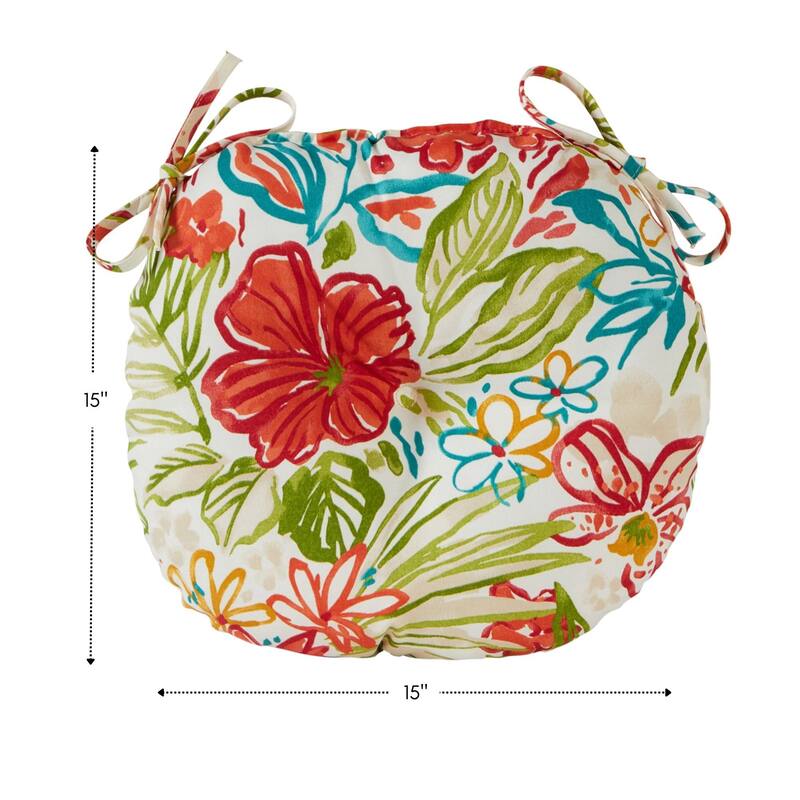 Breeze Floral 15-inch Round Outdoor Bistro Chair Cushion (Set of 4)