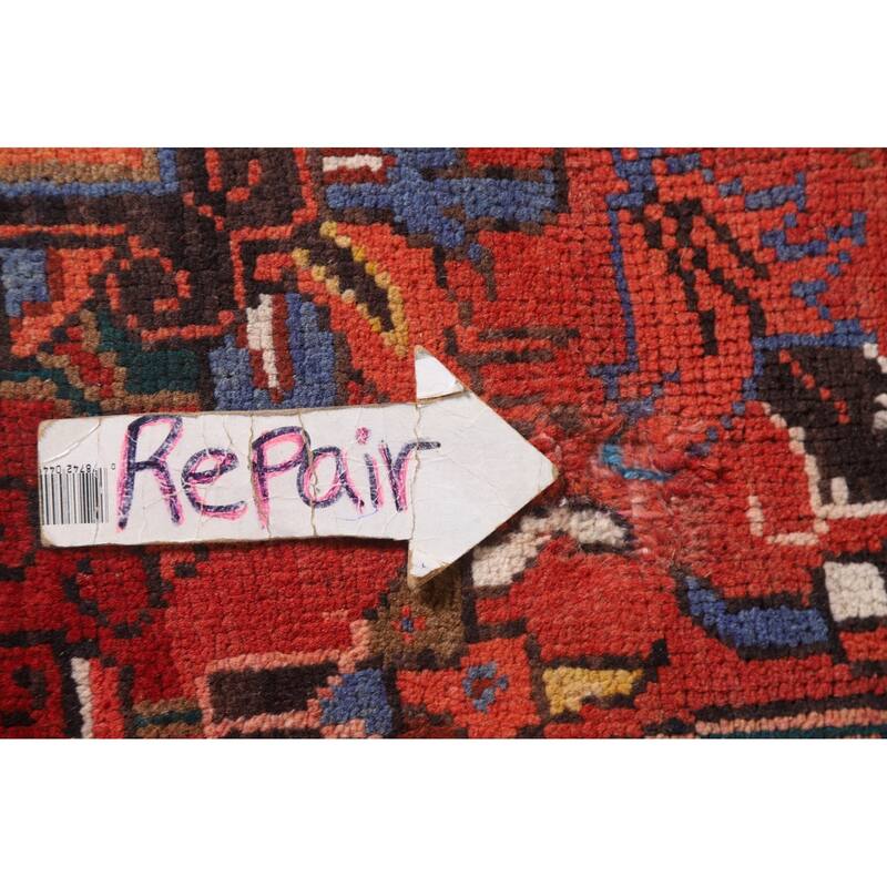 Hand Knotted Oriental 100% Wool Carpet Traditional Medallion Red Heriz Area Rug - 9' 7'' X 6' 11''