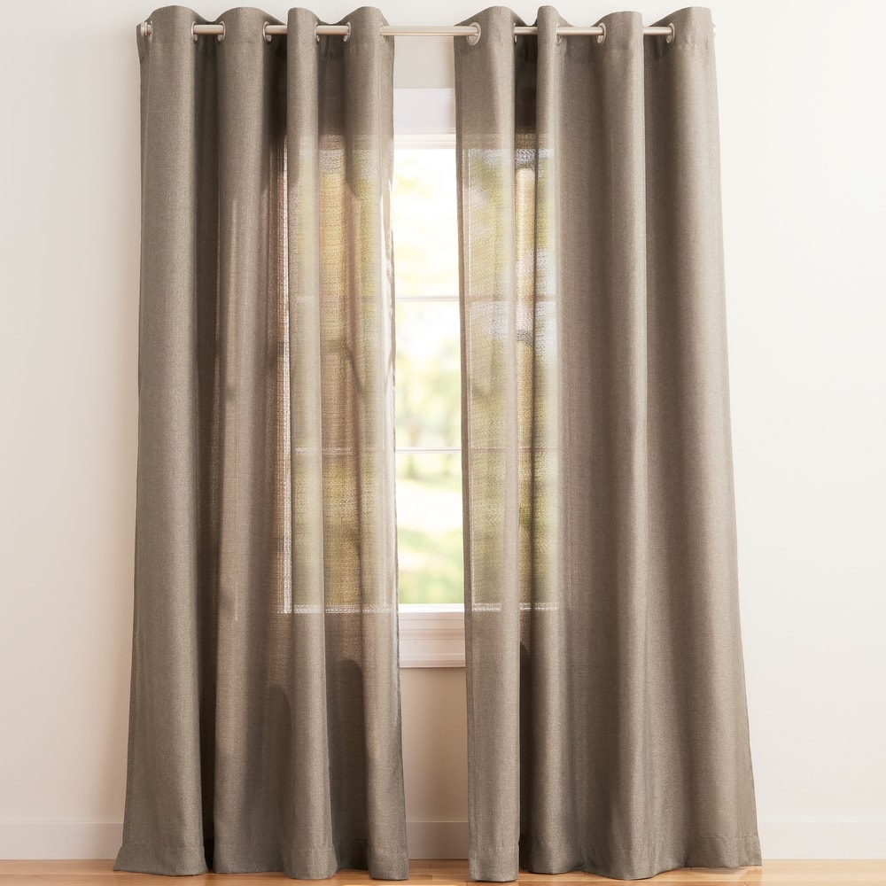 EXCLUSIVE HOME Loha Linen Grommet Top Curtain Panel Pair
