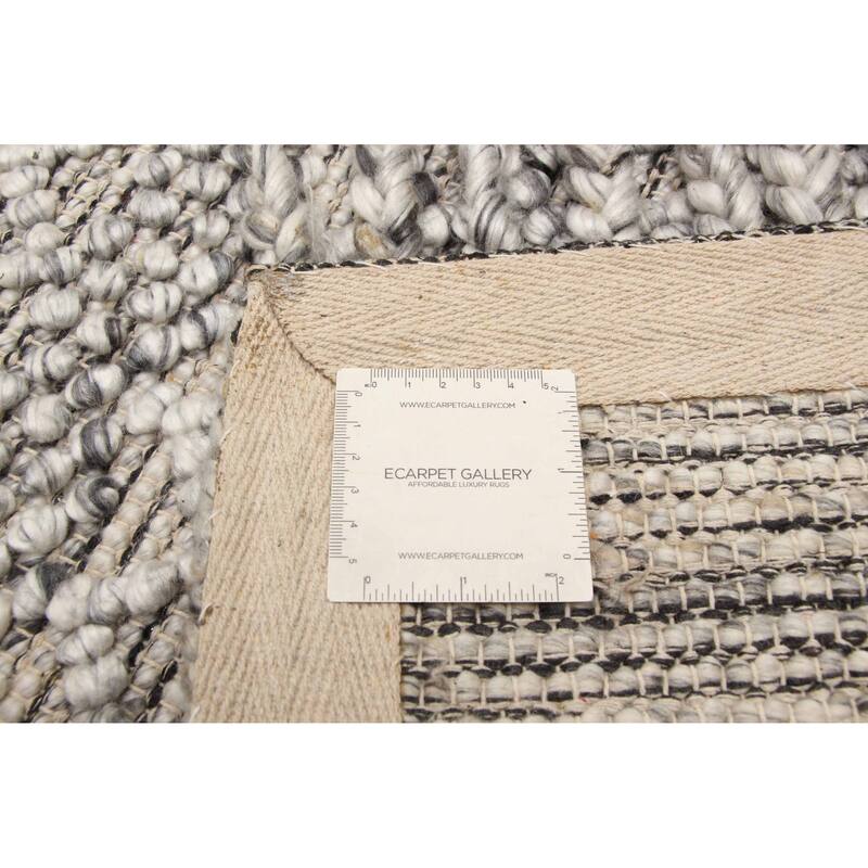 ECARPETGALLERY Braid weave Sienna Grey Wool Rug - 5'0 x 7'10