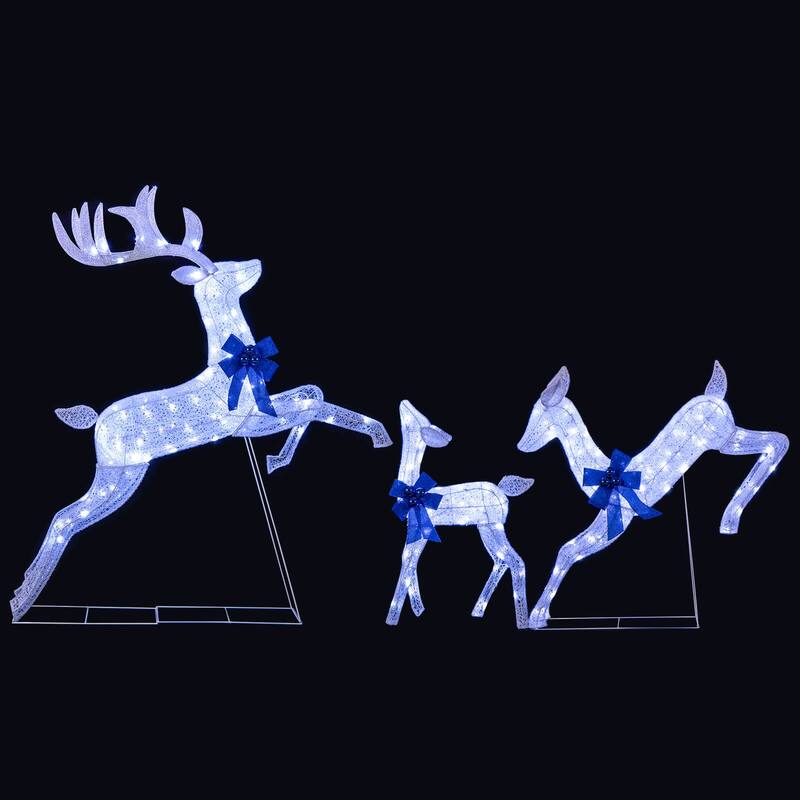 Costway 3 PCS Lighted Christmas Reindeer Family Set Holiday Decoration - See Details - White