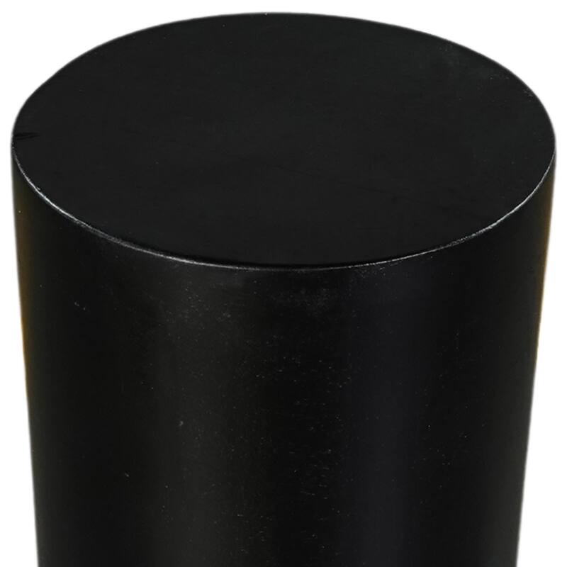 Tia 12 Inch Round Side End Table with Turned Pedestal Base, Mango Wood in Matte Black Finish