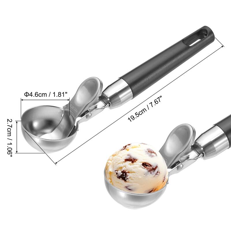 4 Ounce Ice Cream Scoop with Trigger, Portion Cookie Scoop - Black - 1Pcs