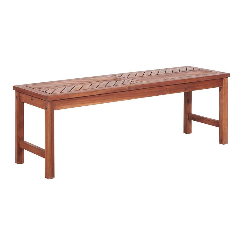 Walker Edison Elephant Point Acacia Wood Chevron Bench