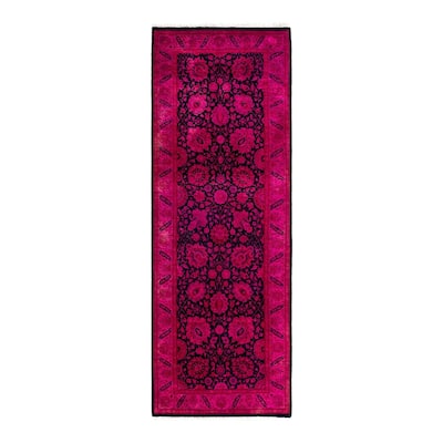 Contemporary Overdyed Wool Hand Knotted Runner - 3' 0" x 8' 6"